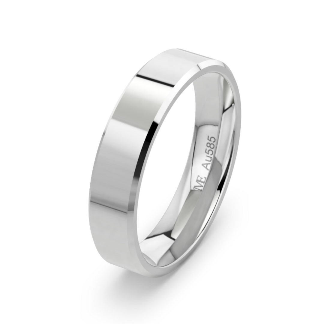 D8 4.5 mm balto aukso klasikinis vestuvinis žiedas