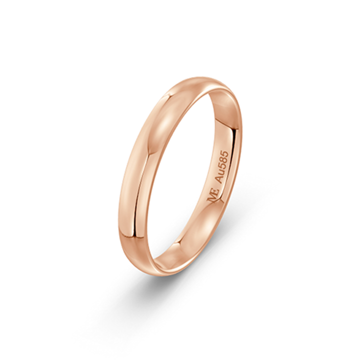 Raudono aukso 3 mm vestuvinis žiedas