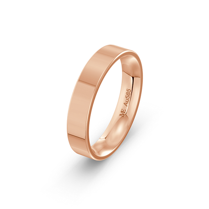 4 mm raudono aukso vestuvinis žiedas su komfortu