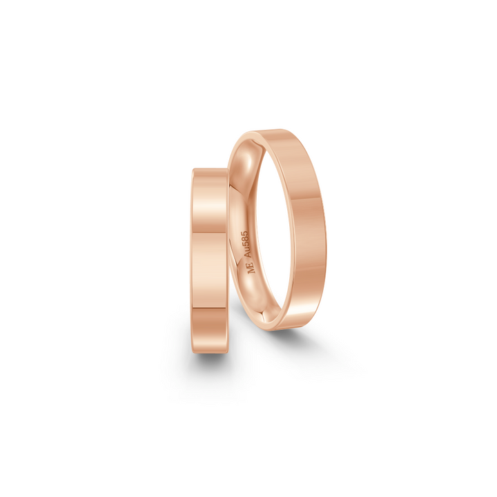 4 mm raudono aukso vestuvinis žiedas su komfortu