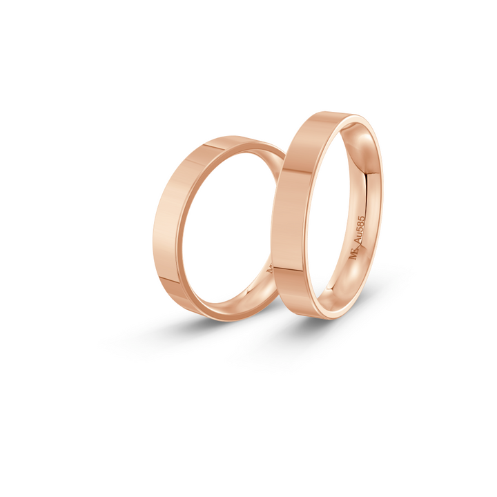 4 mm raudono aukso vestuvinis žiedas su komfortu