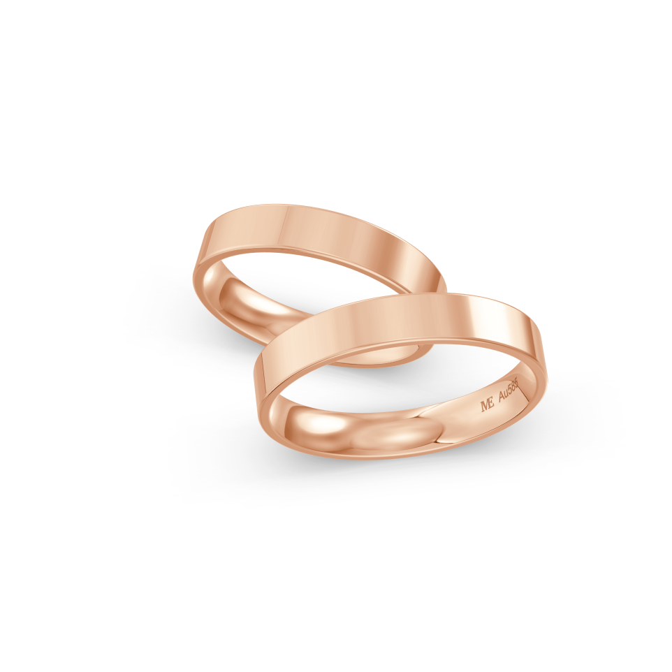 4 mm raudono aukso vestuvinis žiedas su komfortu