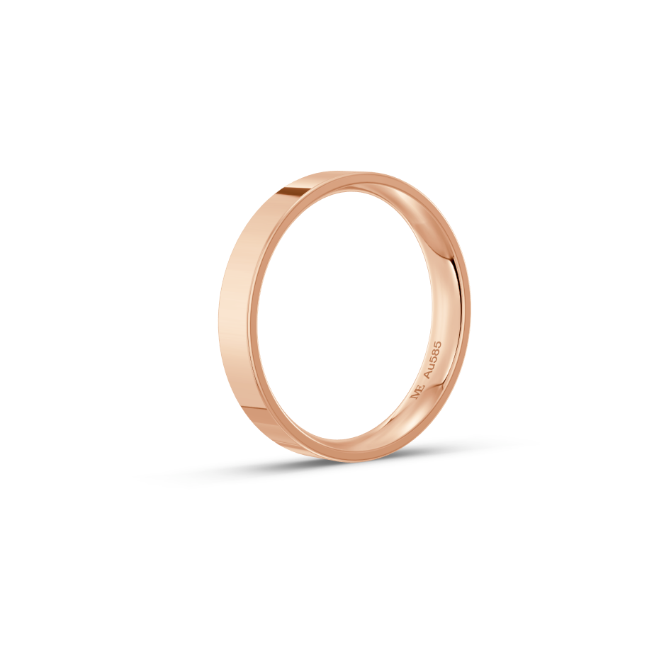 4 mm raudono aukso vestuvinis žiedas su komfortu