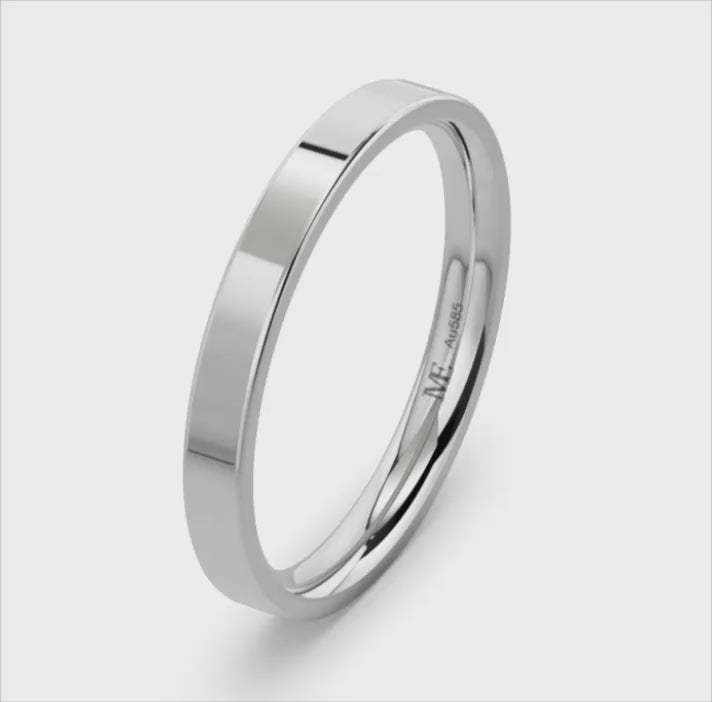 D1 2.5 mm balto aukso klasikinis vestuvinis žiedas