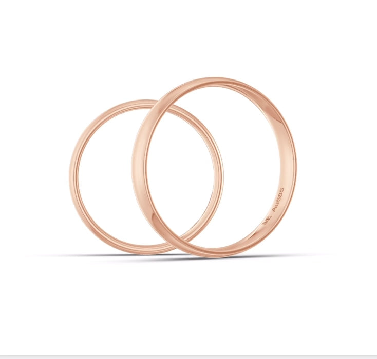 Raudono aukso 3 mm vestuvinis žiedas