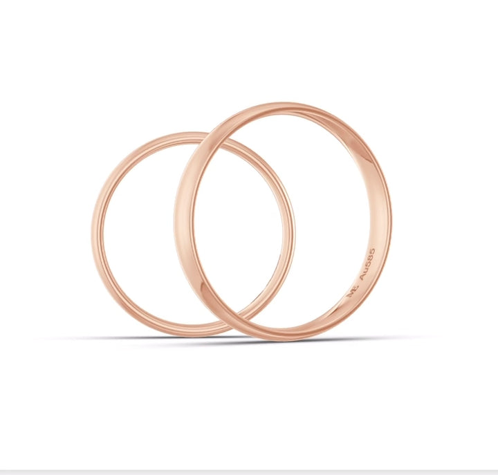 Raudono aukso 3 mm vestuvinis žiedas