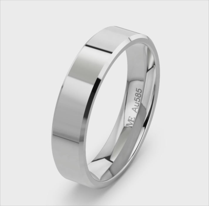 D8 4.5 mm balto aukso klasikinis vestuvinis žiedas